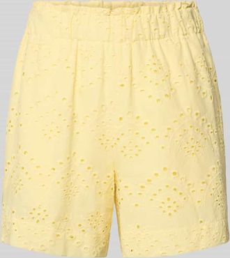Pieces Loose Fit Bermudas mit Lochstickerei Modell VILDE in Hellgelb, Gr&ouml;&szlig;e XL