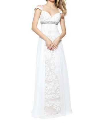 Sherri Hill Empire Waist Prom Dress In Ivory/nude