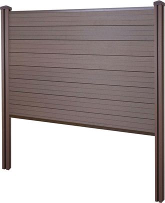 Hhg Wpc Pantalla De Privacidad Sarthe, Valla Cortavientos, Wpc Poste Para Fijar En Hormig&oacute;n, Elemento De Base, 195cm Marr&oacute;n