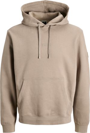 Jack & Jones Kapuzensweatshirt JACK & JONES JCOPOINT SWEAT BADGE HOOD BF, Herren, Gr. XS, desert taupe print:jj, angeraute Sweatware, Obermaterial: 72% Baumwolle, 