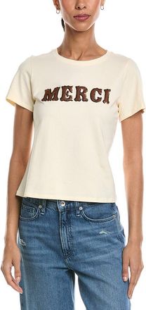 Cinq &agrave; Sept Merci Leather Applique Shrunken T-Shirt