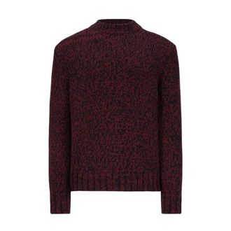 Moncler Round-neck Knitwear, male, Red, Size: M Colorblock Round Neck Sweater