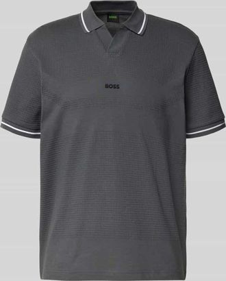 HUGO BOSS Regular Fit Poloshirt mit Label-Stitching in Dunkelgrau, Größe XXXL