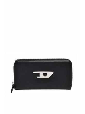 Diesel Black Polyurethane Zip-Around Wallet