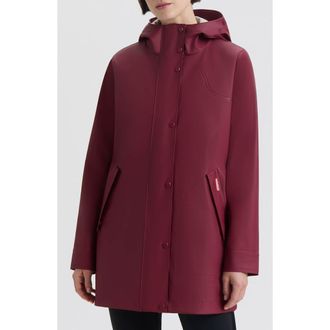 Hunter Acacia Waterproof Rubberized Raincoat in Cranberry at Nordstrom, Size Medium