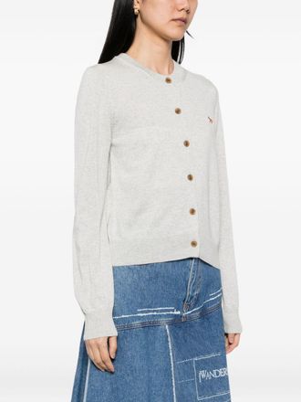 Maison Kitsun&eacute; Baby Fox Wool Cardigan - Light Grey