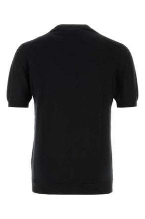 Fedeli Mens Black Cotton Sweater Nero Exterior: Maglieria