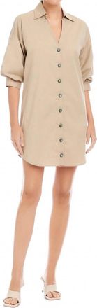 Fifteen Twenty Phoebe Lantern Sleeve Shirtdress In Stone