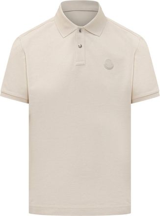 Moncler Beige Logo Shirt Collar Polo