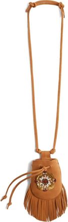 La DoubleJ fringed embellished cross body bag - Brown