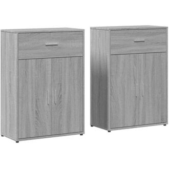 vidaXL Vidaxl - Credenze 2 pz Grigio Sonoma 60x30x84 cm in Legno Multistrato