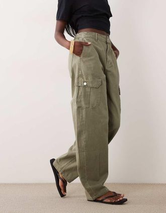 Asos Pantaloni cargo kaki chiaro-Verde