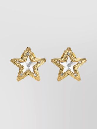 Jimmy Choo London crystal star stud earrings textured finish