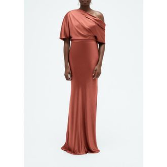Amsale Liquid Satin Slouch Gown in Cayenne at Nordstrom, Size 12