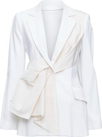 Carolina Herrera cream draped pocketed fitted blazer
