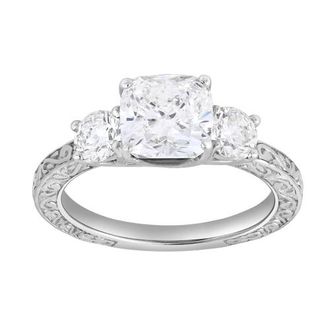 LuvMyJewelry Zarelle 14K Gold 2.65 Ct Cushion Lab Grown Diamond Engagement Ring in 14K White Gold at Nordstrom, Size 7