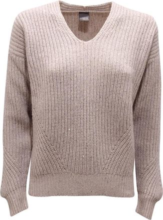 Lorena Antoniazzi Sequin Wollen Kasjmier Trui - Dames - V-hals truien - Beige - XS - Wol - Truien & Vesten