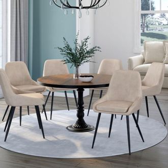 IDMarket Lote De 6 Sillas Thalya De Terciopelo Topo Con Reposabrazos