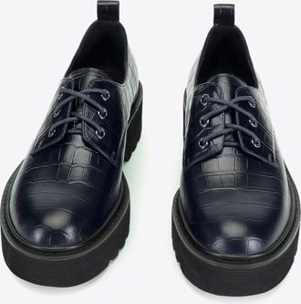 Wittchen Dames Krokodillenleren Plateauschoenen Marineblauw Natuurlijk Leer