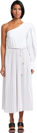 Federica Tosi Monospalla -jurk met geplooide rok - Dames - Kleedjes - Wit - S - Kleedjes