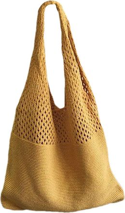 Generic Beach Crochet Bag - Stretch Luxury Bag, Fashionable Ladies Bolsu | Soft Polyester Shoulder, Elegant Durable Haul, Lightweight Summer Accessory For Bea