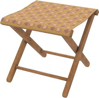 Vent de Boh&egrave;me Taburete plegable de haya y tela outdoor dise&ntilde;o de pi&ntilde;as tabaco