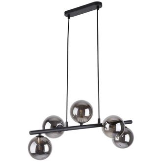 Luminosa Light Designs TK Estera L&aacute;mpara de techo colgante Globe Bar, color negro y cristal grafito, 5 luces G9