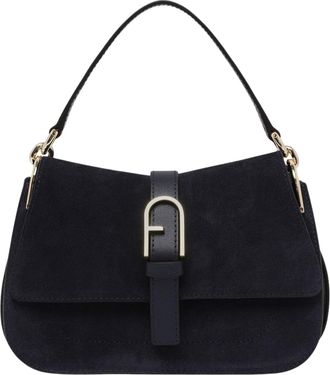 Furla Flow Mini Structured Rectangular Suede Shoulder Bag