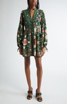 Farm Rio Pineapple Garden Long Sleeve Button Front Minidress in Pineapple Garden Green at Nordstrom Rack, Size Medium
