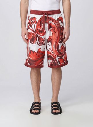 Dolce & Gabbana Shorts al ginocchio in seta con stampa Maioliche e coulisse