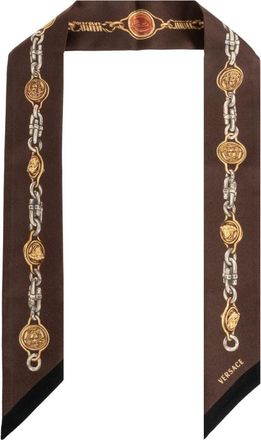 Versace Geprinte Zijden Twill Lint - unisex - Zijden sjaals - Bruin - ONE Size - Accessoires