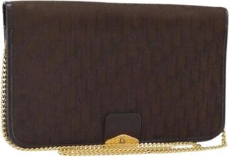 Dior Pre-owned Clutches, female, Brown, Size: ONE SIZE Pre-owned Trotter Canvas Shoulder Bag