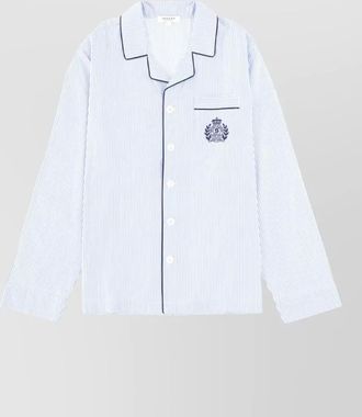 Sporty & Rich striped long sleeve collared top with pocket