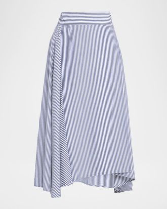 Apiece Apart Marsala Striped Organic Cotton Midi Skirt