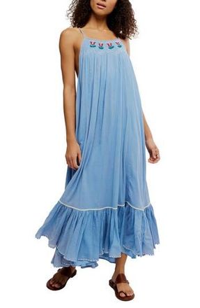 Free People Tip Toeing Tulip Midi Sundress in Dusty Blue at Nordstrom Rack, Size Large