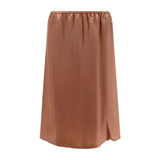 Maison Margiela Short Skirts, female, Brown, Size: XS Satin Midi Skirt