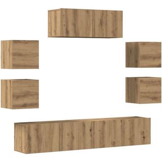 vidaXL Vidaxl - Mueble Para Tv De Pared Madera Contrachapada Artesanal 7 Piezas