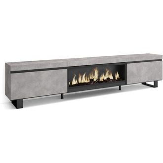 Skraut Home Skraut Home - Mueble Tv, Televisi&oacute;n, Muebles De Sal&oacute;n, Almacenaje, 267x57x35 Cm, Para Tv Gran Formato, Chimenea El&eacute;ctrica Xxl, Dise&ntilde;o Industrial, Esti