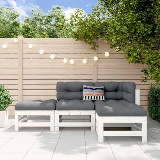 vidaXL Juego De Muebles De Jard&iacute;n 4 Pzas Madera Maciza De Pino Blanco Vidaxl