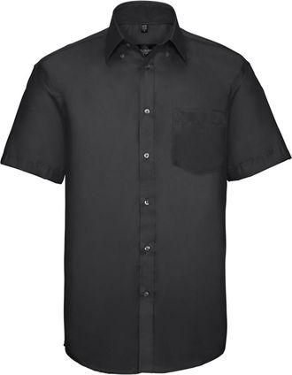 Russell Athletic Russell Collection Heren Classic Ultimate Non-Iron Shirt met Korte Mouwen (Zwart)