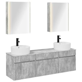 vidaXL Juego De Muebles De Ba&ntilde;o 5 Uds. Gris Hormig&oacute;n Vidaxl