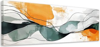 Artgeist Artgeist - Quadro su tela, Linee astratte Arancione Turchese Minimalismo - 90x30