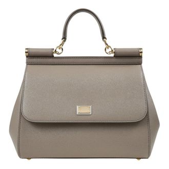 Dolce & Gabbana Tassen, Dames, Grijs, ONE Size, Leer, Sicily Handtas