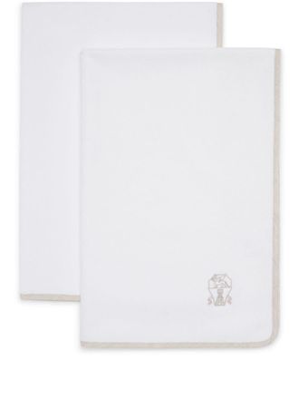 Brunello Cucinelli Set di 2 asciugamani con ricamo - Bianco