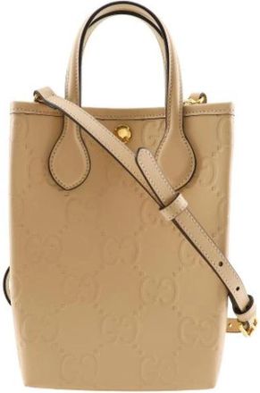 Gucci Pre-owned Leather gucci-bags - Dames - Vintage Shopper - Beige - ONE Size - Leer - Vintage
