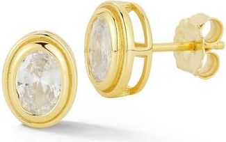 Glaze Jewelry Cubic Zirconia Bezel Set Oval Stud Earrings in Gold at Nordstrom Rack