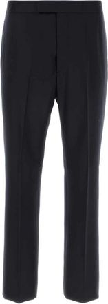 Thom Browne Marineblauwe wollen broek - Heren - Slim Fit Broeken - Blauw - L - Wol - Broeken