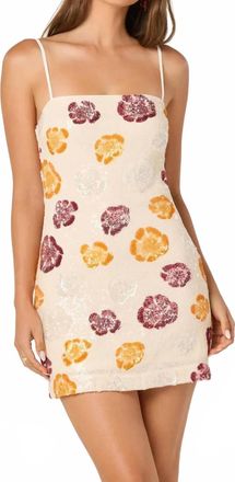 Astr Akira Sequin Mini Dress In Ivory Multi Floral