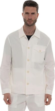 Hindustrie Licht katoenen overshirt met knoopsluiting - Heren - Zomerjassen - Beige - L - Katoen - Jassen