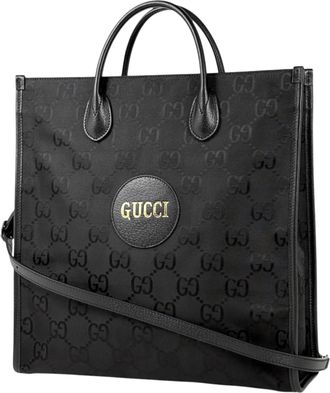Gucci Black Nylon Leather Tote Bag (Pre-Owned)